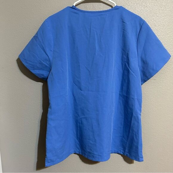 FIGS blue V neck front pockets short sleeve unisex scrub top size XL - Picture 7 of 9
